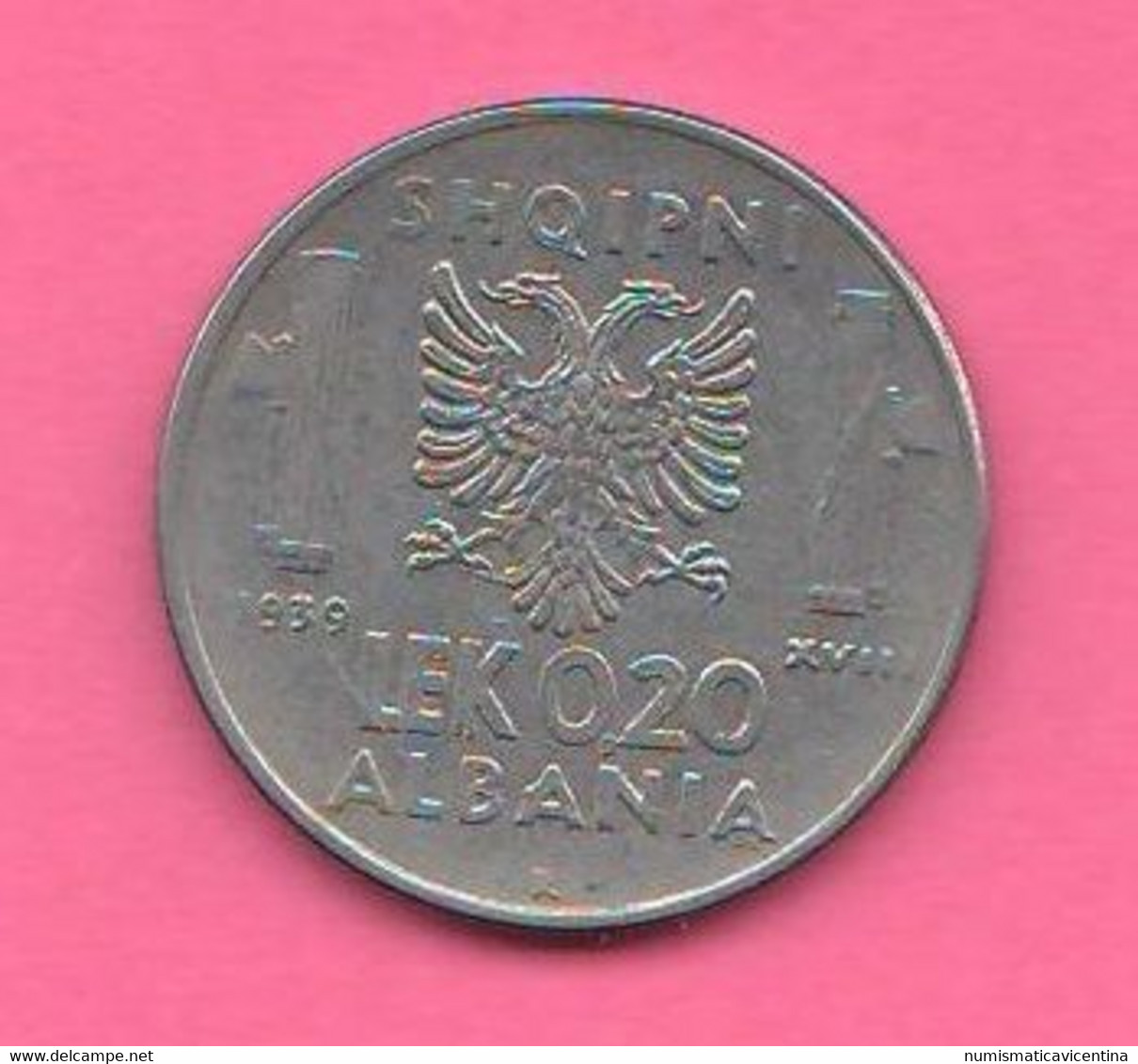Albania 0,20 Lek 1939  King Vittorio Emanuele II° Albanie Shqipni Steel Magnetic Coin - Albanië