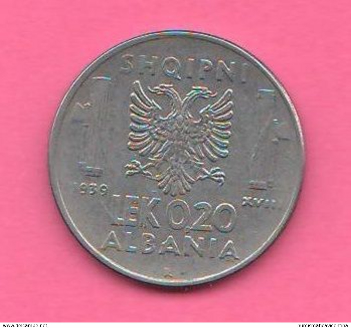 Albania 0,20 Lek 1939  King Vittorio Emanuele II° Albanie Shqipni Steel Magnetic Coin - Albania