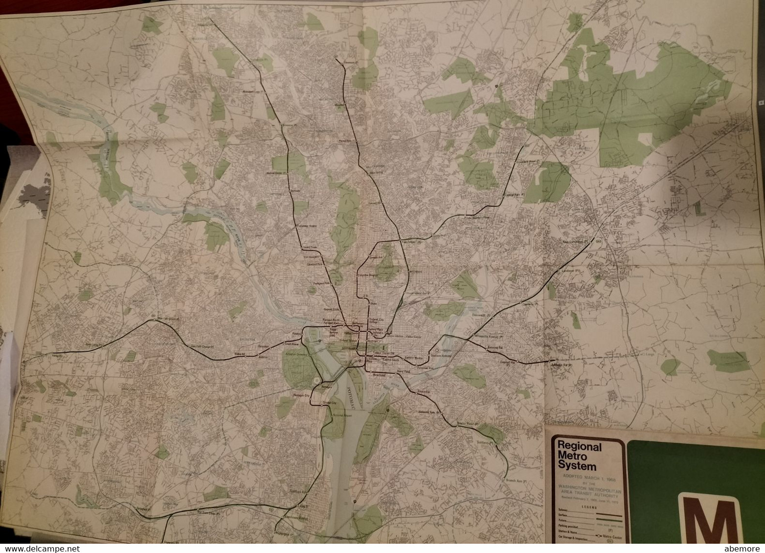 Grande Carte Du Réseau De Métro, Washington DC/Washington DC Metro WMATA System Map, 1973 - Mondo