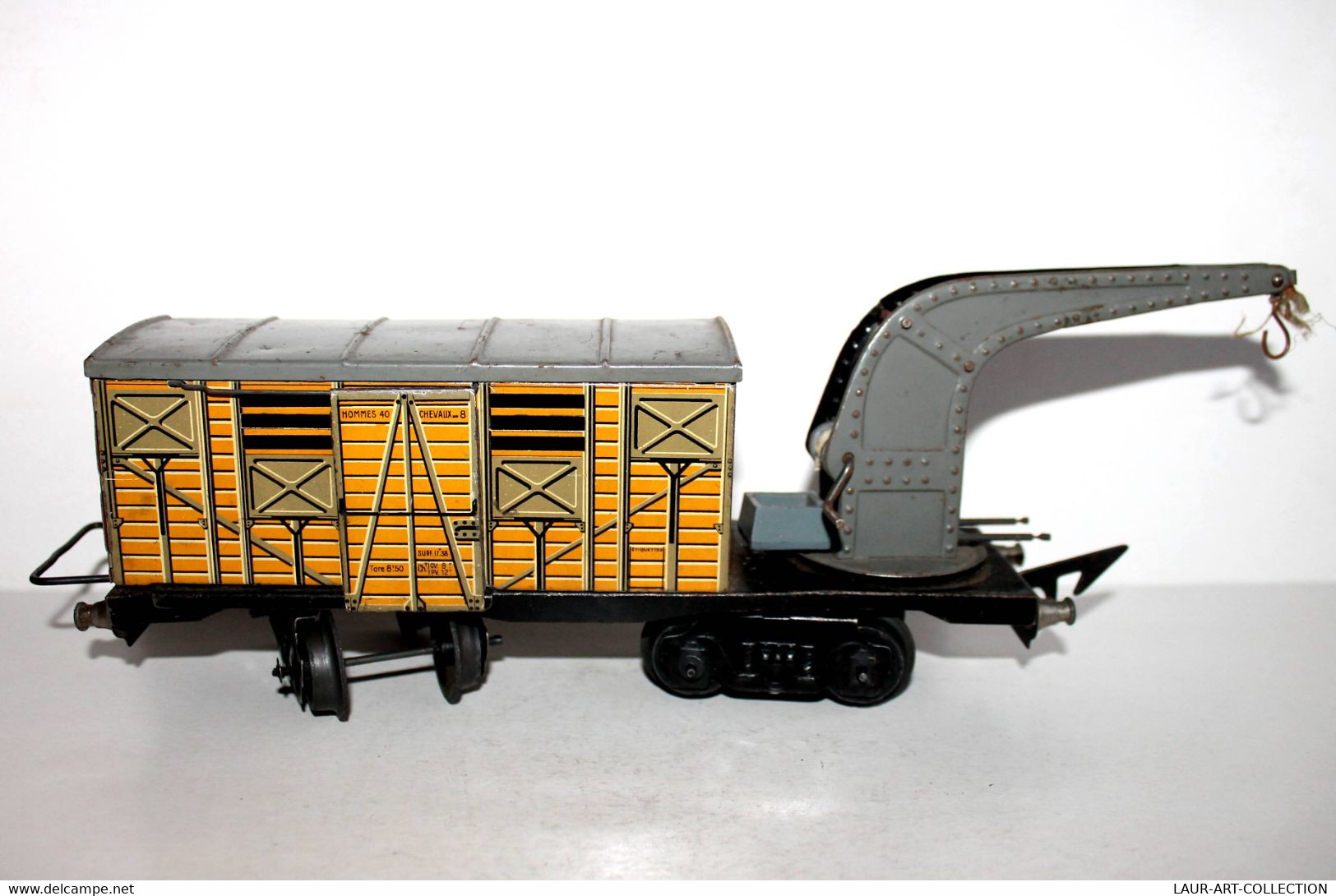 JEP (J.deP) WAGON SNCF HOMMES 40 CHEVAUX 8 A POULIE, PALAN DE LEVAGE A BOGIE O/0 - MODELISME FERROVIAIRE       (2811.12) - Goods Waggons (wagons)
