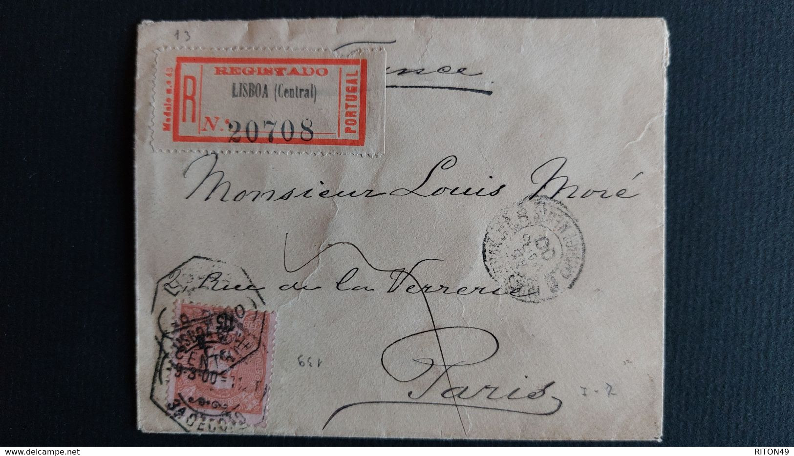 LETTRE 1900 LISBONNE A PARIS RECOMENDADO - Lettres & Documents