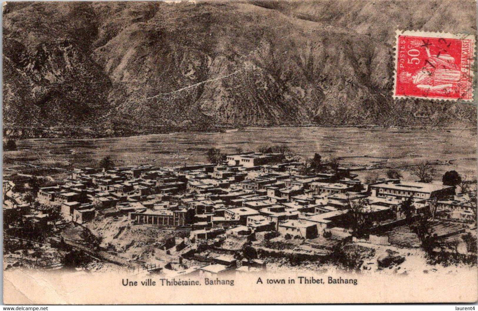 (4 M 20) VERY OLD - TIBET - B/w (posted To France 1934) Une Ville Tbetaine Bathang / City Of Bathang In TIbet - Tibet