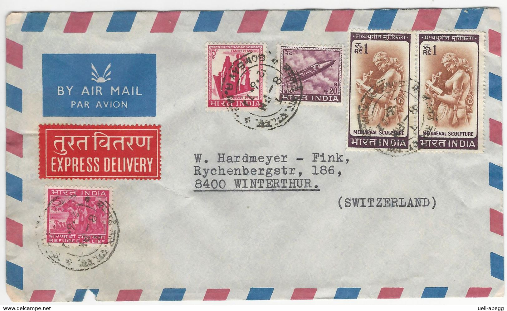 India Express Airmail 1972 Bombay To Switzerland - Poste Aérienne