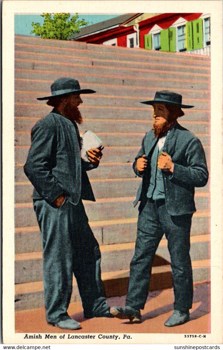 Pennsylvania Lancaster County Amish Men Curteich - Lancaster