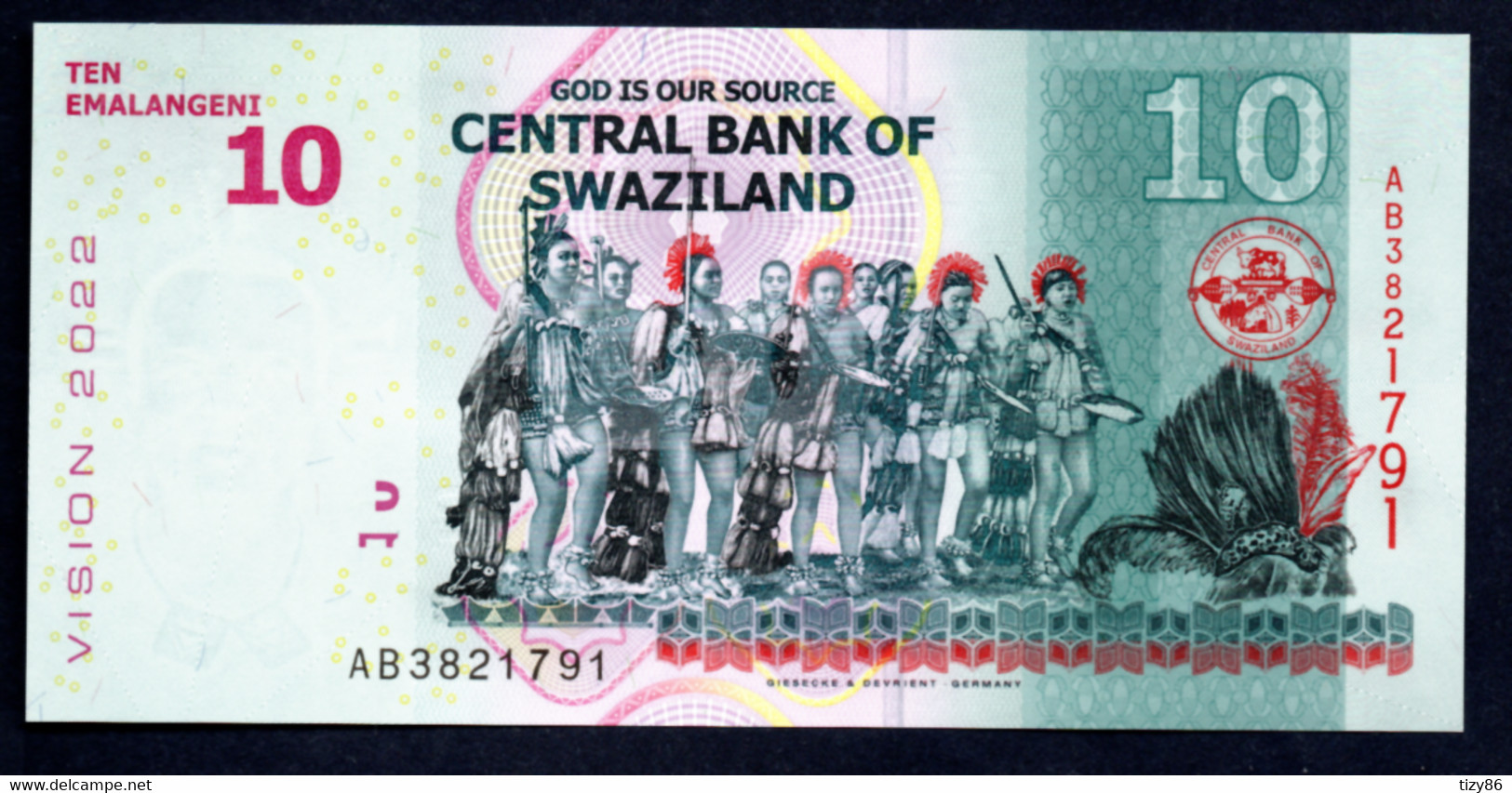 Banconota Swaziland - 1o Lalishumi Emalangeni 2015 (UNC/FDS) - Swasiland