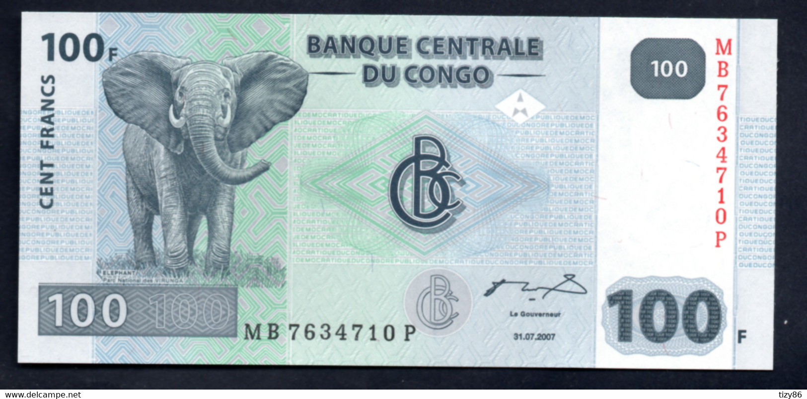 Banconota Congo - 100 Francs 2007 (UNC/FDS) - Zonder Classificatie