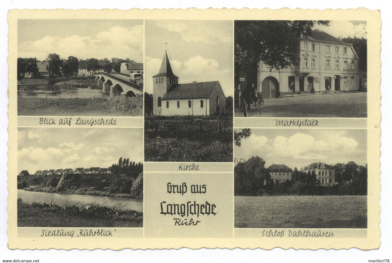 5757 Gruß Aus Langschede Ruhr Fröndenberg Marktplatz Kirche Siedlung Ruhrblick - Unna