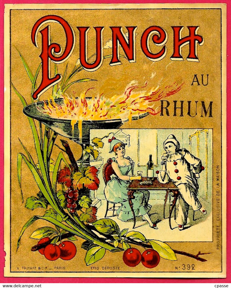 Etiquette PUNCH Au RHUM (dégusté Par Pierrot Et Colombine) ** Pub Publicité Réclame - Rhum