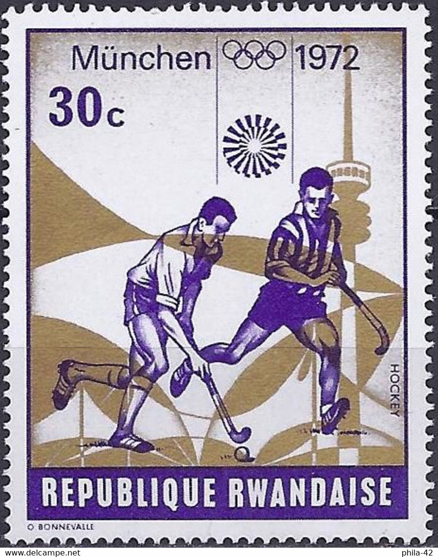 Rwanda 1972 - Mi 522 - YT 486 ( Munich Olympic Games : Hockey ) MNH** - Hockey (Veld)