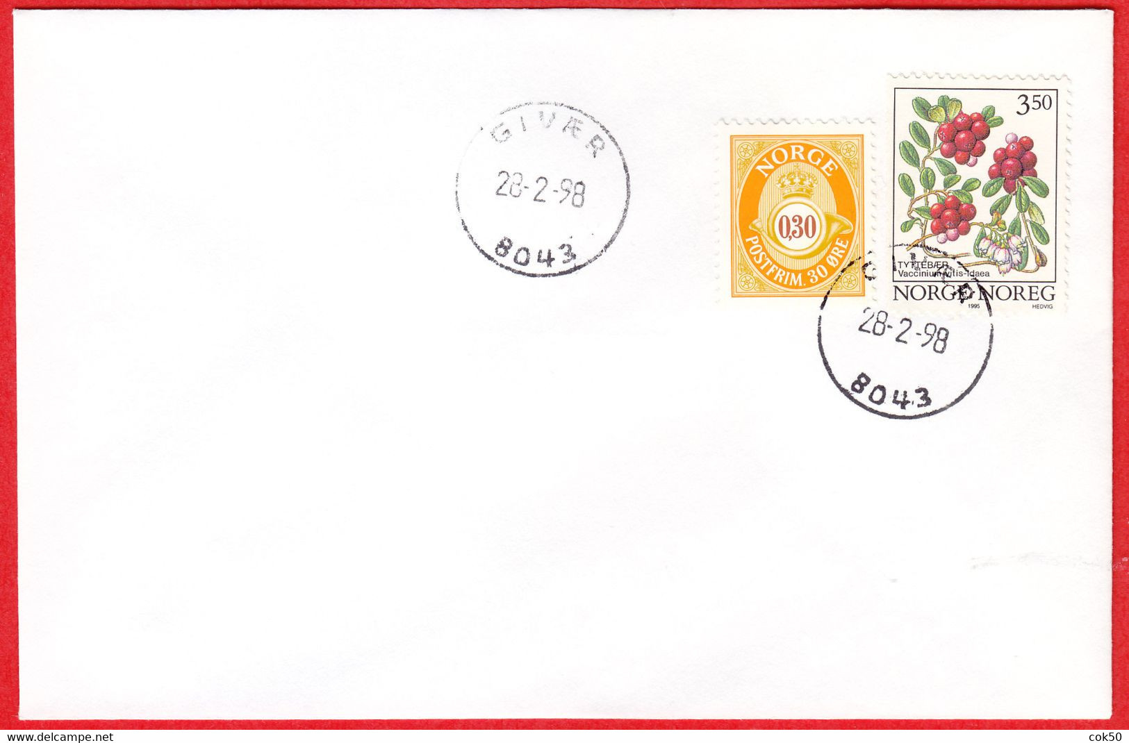 NORWAY -  8043 GIVÆR (Nordland County) - Last Day/postoffice Closed On 1998.02.28 - Local Post Stamps