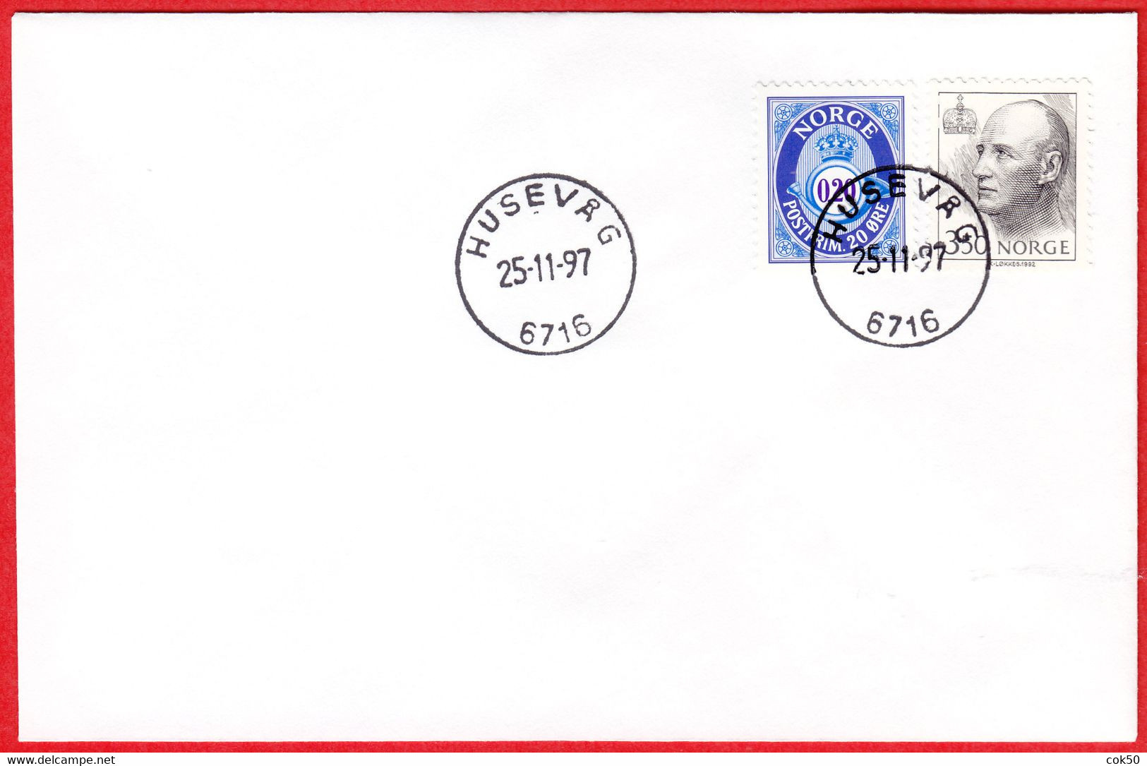 NORWAY - 6716  HUSEVÅG (Sogn & Fj. County) = Vestland From Jan.1 2020 - Last Day/postoffice Closed On 1997.11.25 - Local Post Stamps