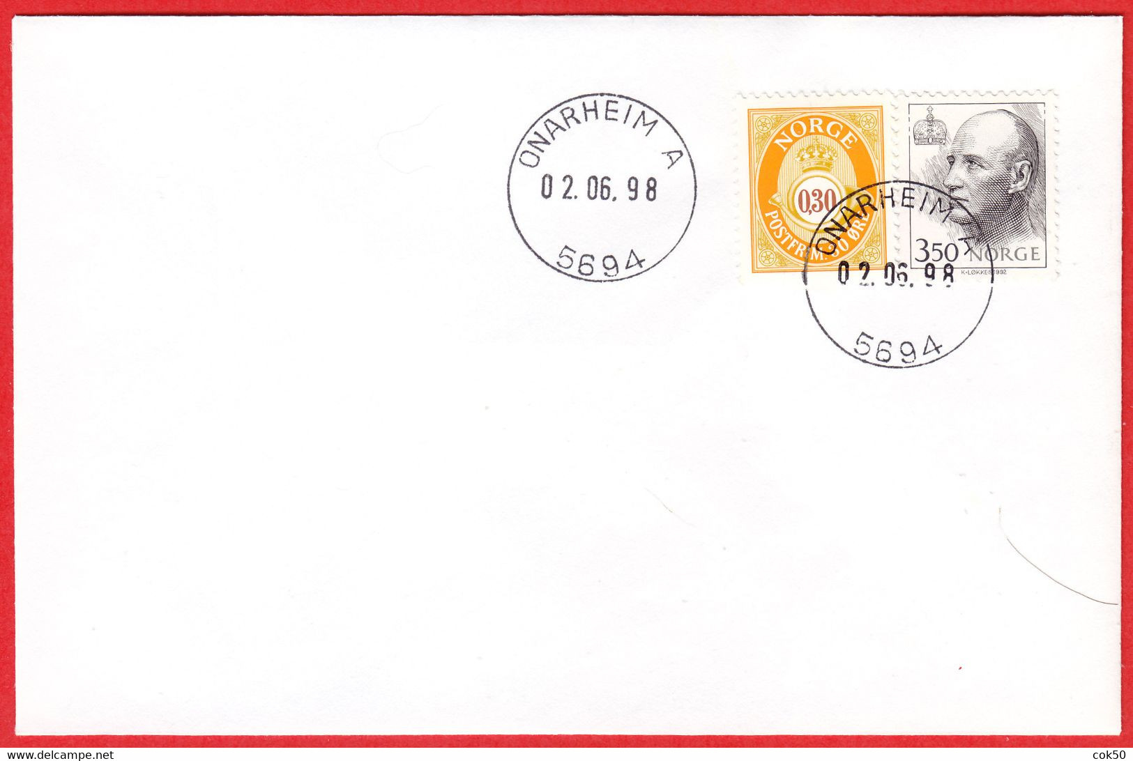 NORWAY - 5694 ONARHEIM A (Hordaland County) = Vestland From Jan.1 2020 - Last Day/postoffice Closed On 1998.06.02 - Emissions Locales