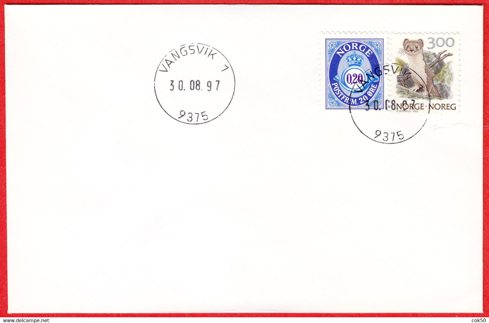 NORWAY -  9375 VANGSVIK 1 -  23 MmØ - (Troms County) - Last Day/postoffice Closed On 1997.08.30 - Local Post Stamps