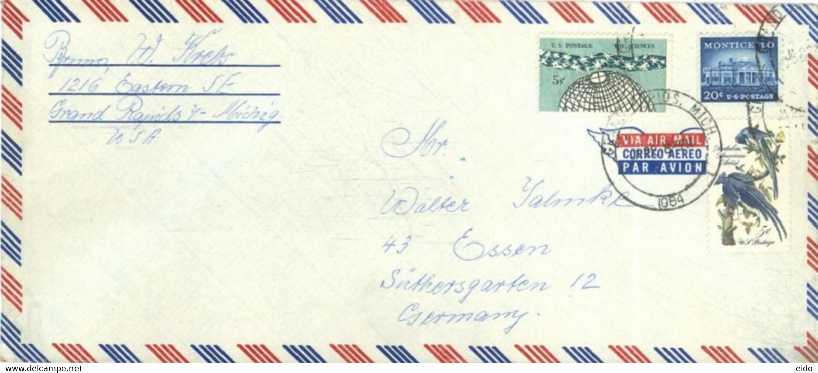 UNITED STATES - 1964 - STAMPS COVER TO GERMANY. - 1961-80