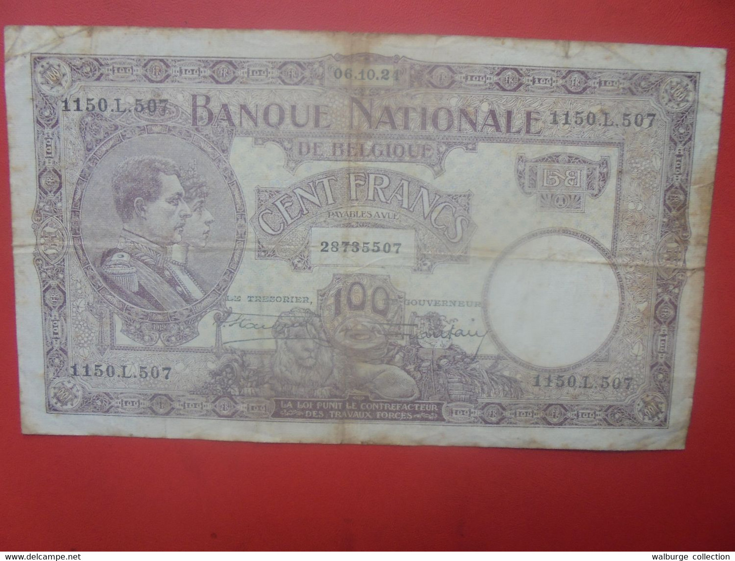 BELGIQUE 100 FRANCS 1924 Circuler (B.27) - 100 Francs & 100 Francs-20 Belgas