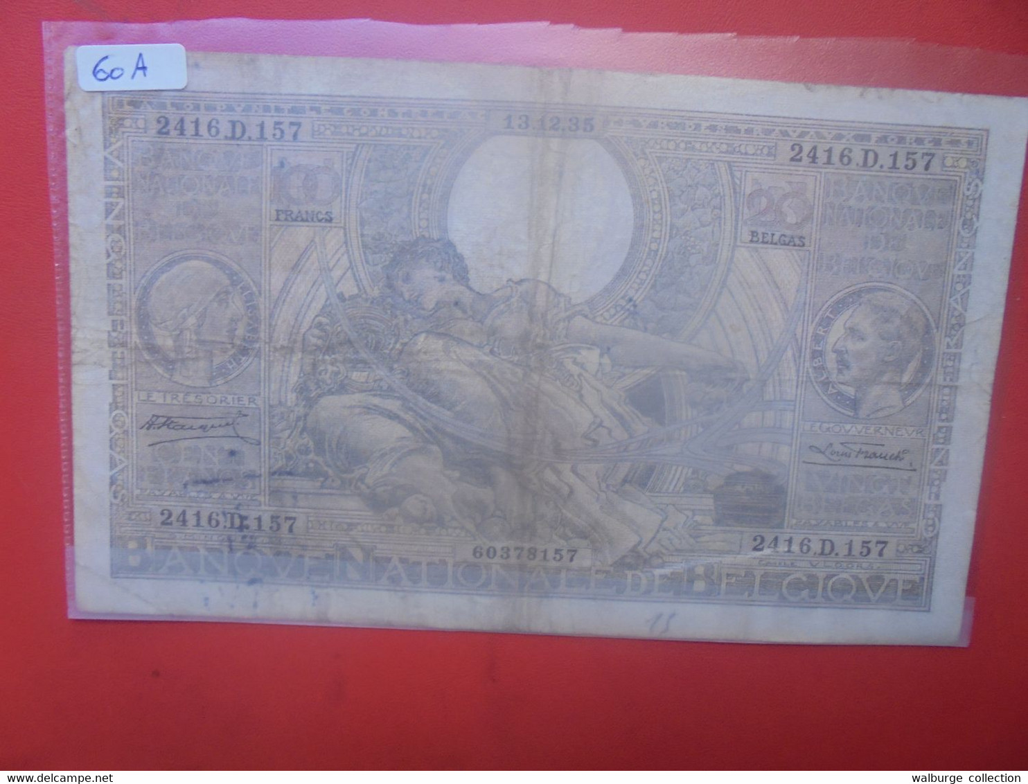 BELGIQUE 100 FRANCS 1935(Date+Rare) Circuler (B.27) - 100 Francs & 100 Francs-20 Belgas