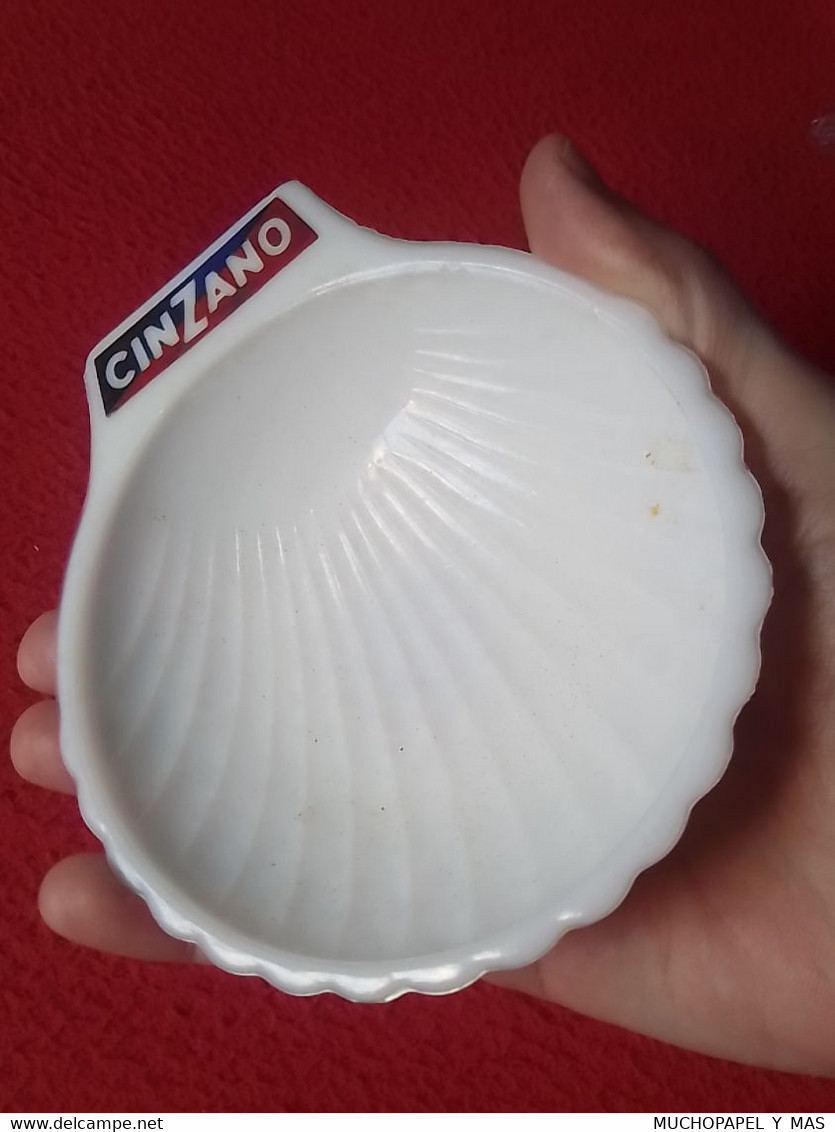 ANTIGUO CENICERO OLD ASHTRAY CENDRIER Aschenbecher PORTACENERE CINZANO, BEBIDA..EN FORMA DE CONCHA SHELL COQUILLE VER...