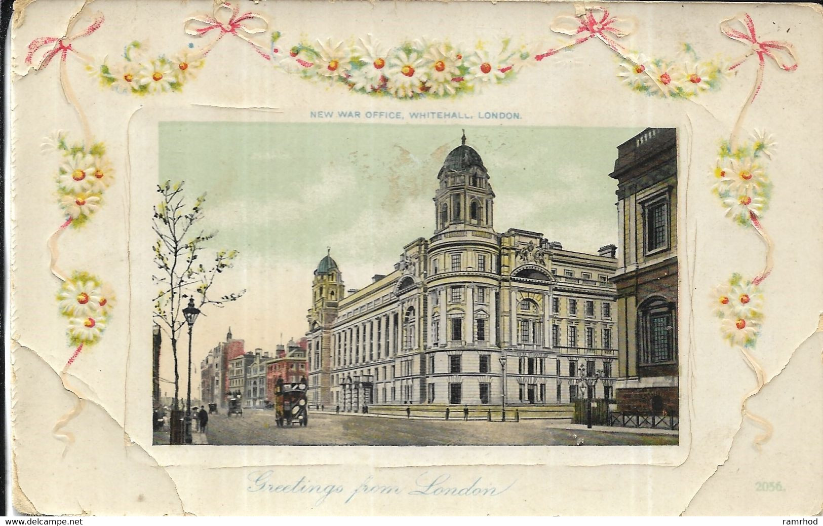 LONDON, Whitehall, New War Office (Publisher - Celoidchrom Series, GD & DL) Date - Early 1900's, Used - Whitehall