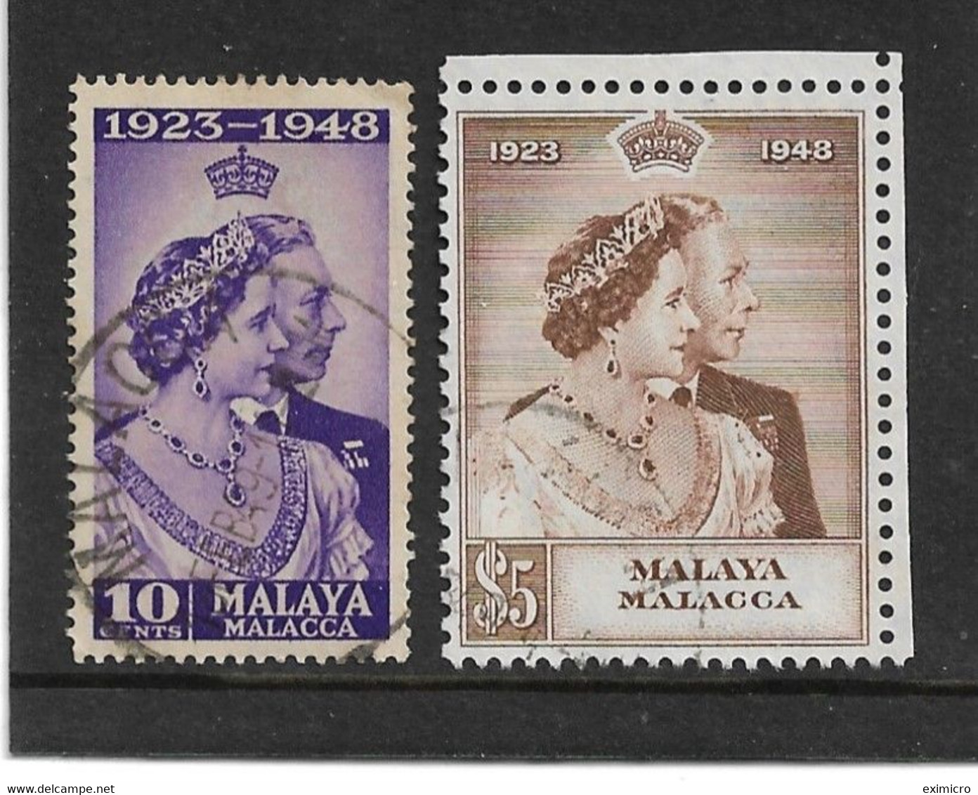MALACCA 1948 SILVER WEDDING SET FINE USED Cat £51.75 - Malacca