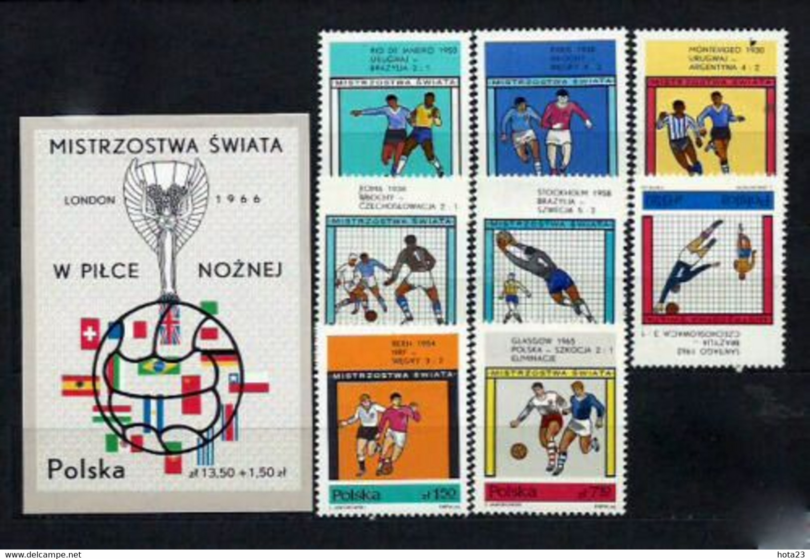 Poland 1966 World Cup Soccer/Football ENGLAND S/s +stamp Set MNH - 1966 – England