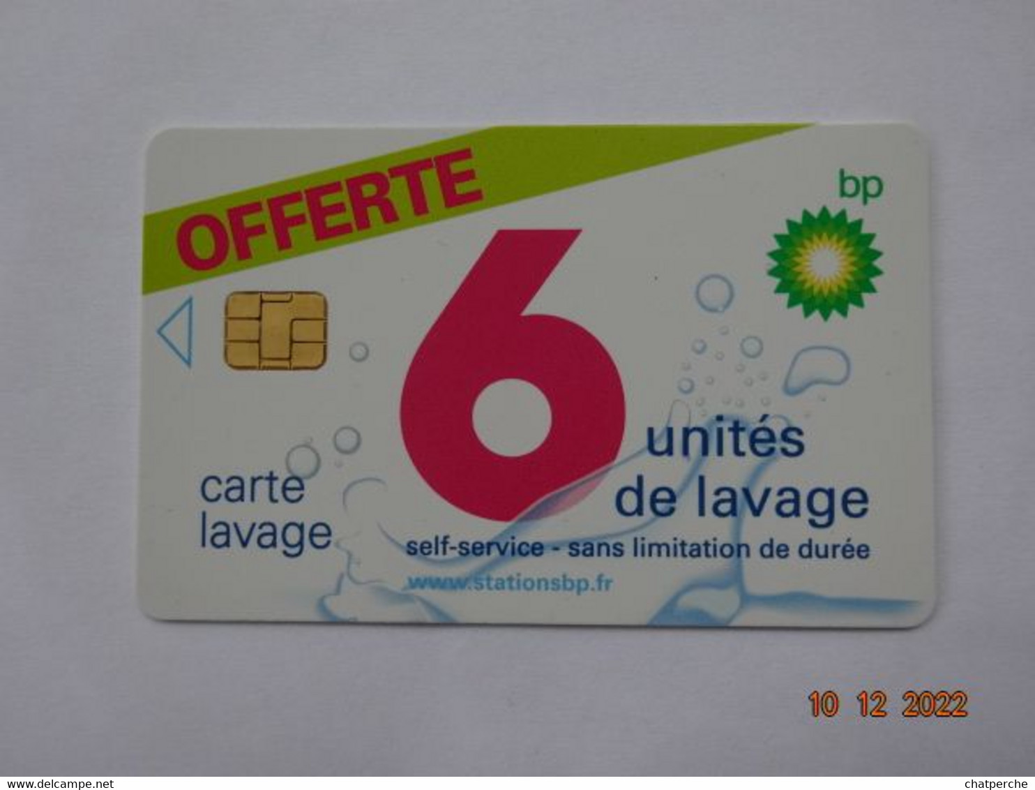 CARTE A PUCE CHIP CARD LAVAGE AUTO BP OFFERTE 6 UNITES - Car Wash Cards