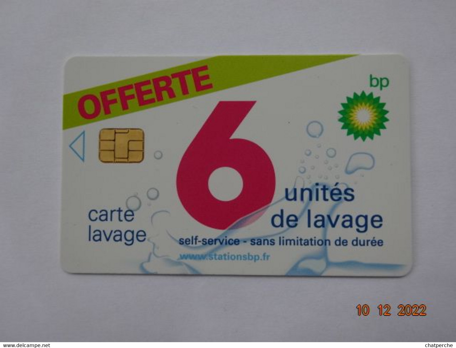 CARTE A PUCE CHIP CARD LAVAGE AUTO BP OFFERTE 6 UNITES - Lavage Auto