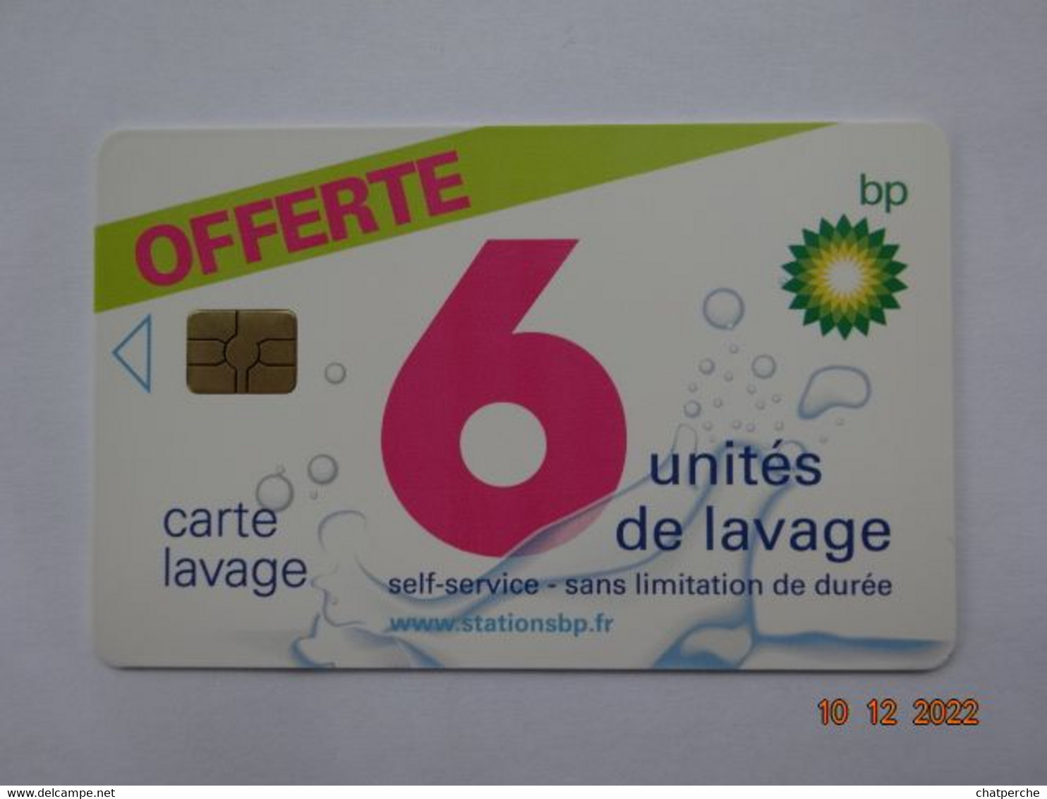 CARTE A PUCE CHIP CARD LAVAGE AUTO BP OFFERTE 6 UNITES - Car-wash