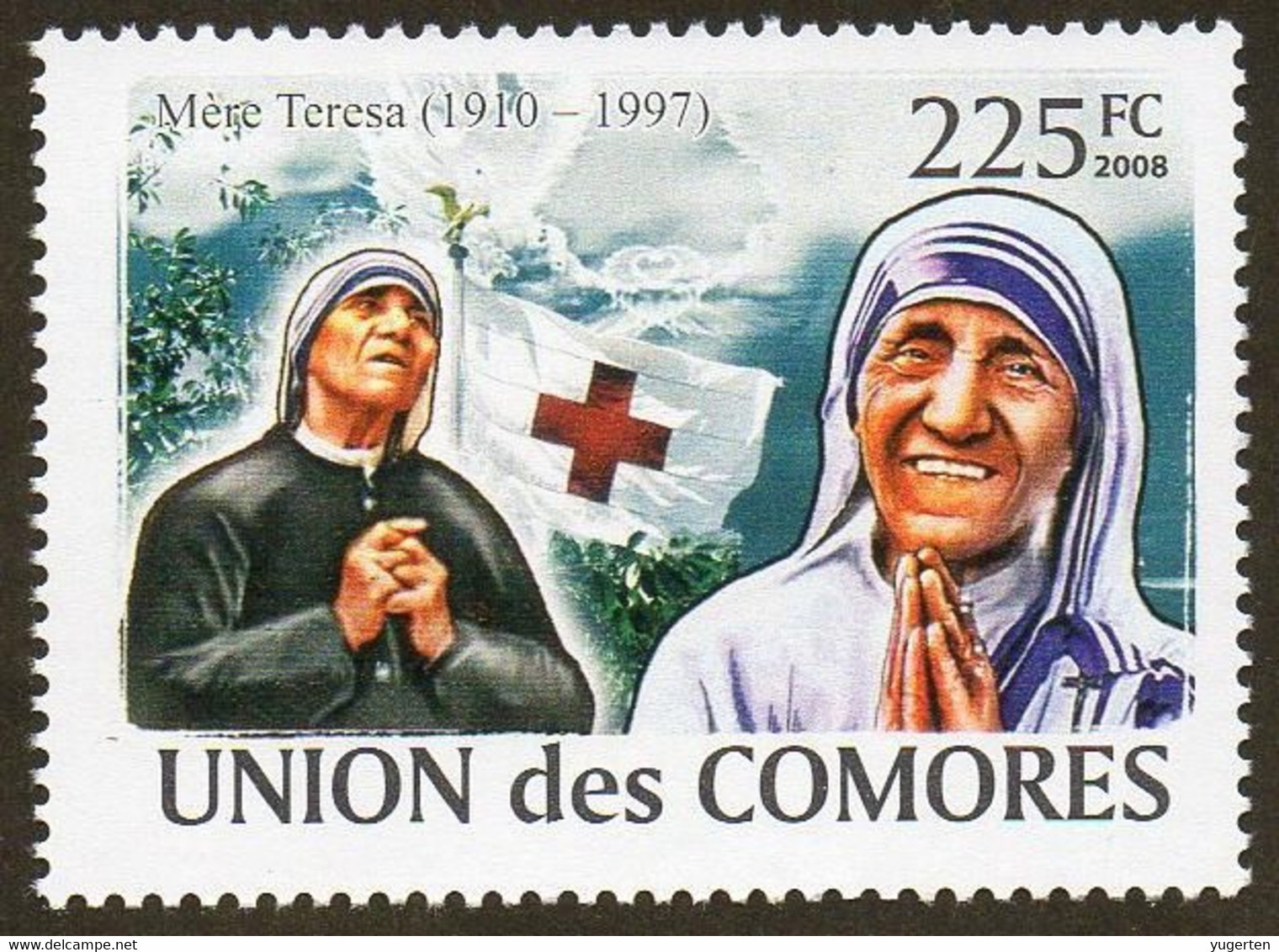 COMORES 2008 - 1v - MNH - Mother Teresa Peace Noble Prize Winner Red Cross Flag - Mère Teresa