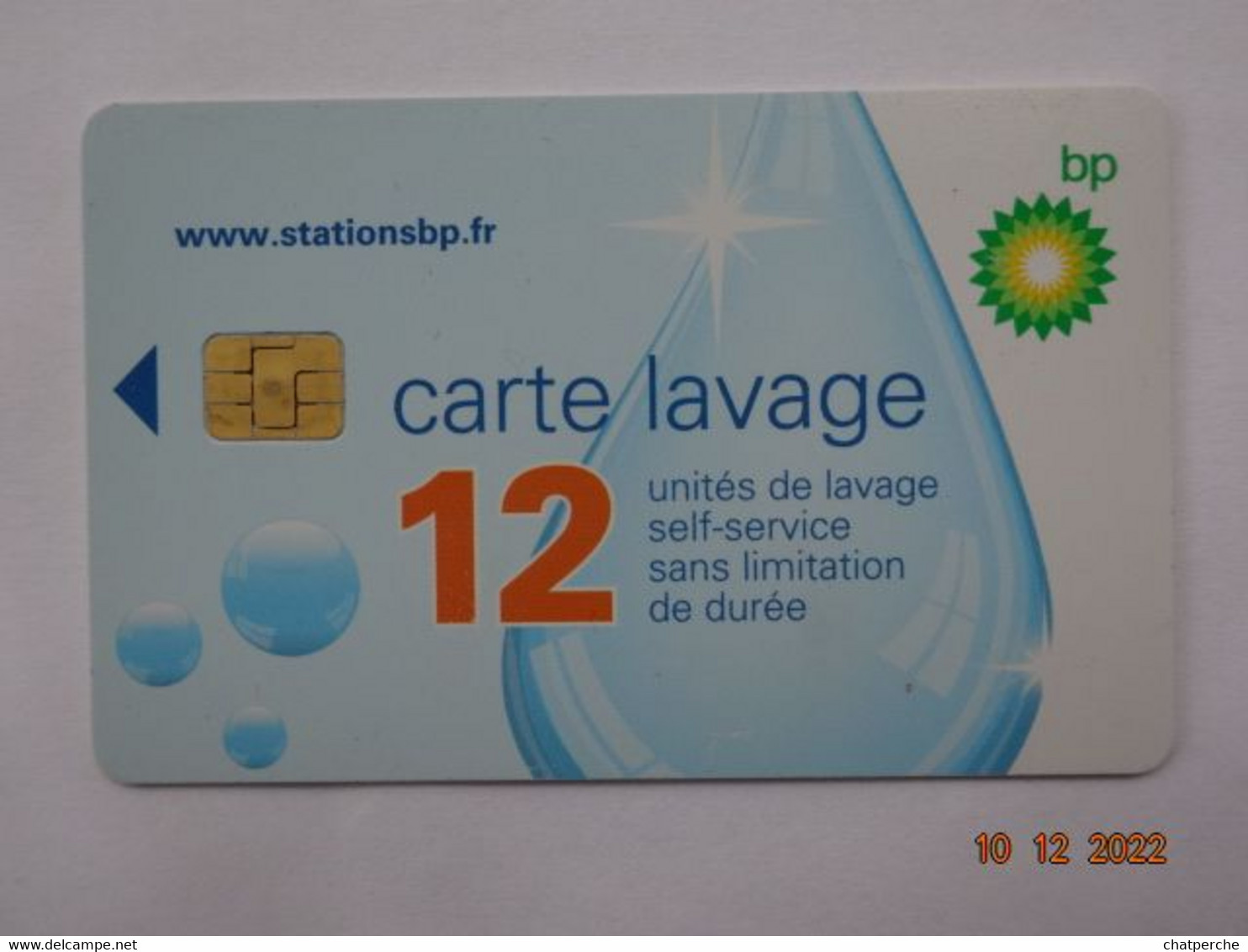 CARTE A PUCE CHIP CARD LAVAGE AUTO BP 12 UNITES - Car-wash