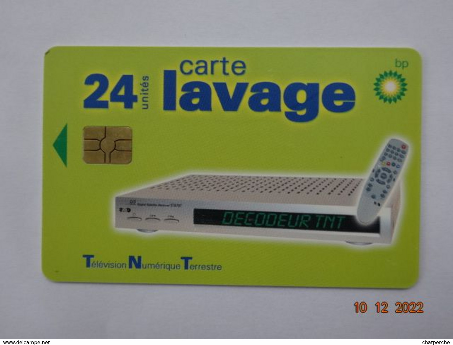 CARTE A PUCE CHIP CARD LAVAGE AUTO BP 24 UNITES TNT TELEVISION NUMERIQUE TERRESTRE - Colada De Coche