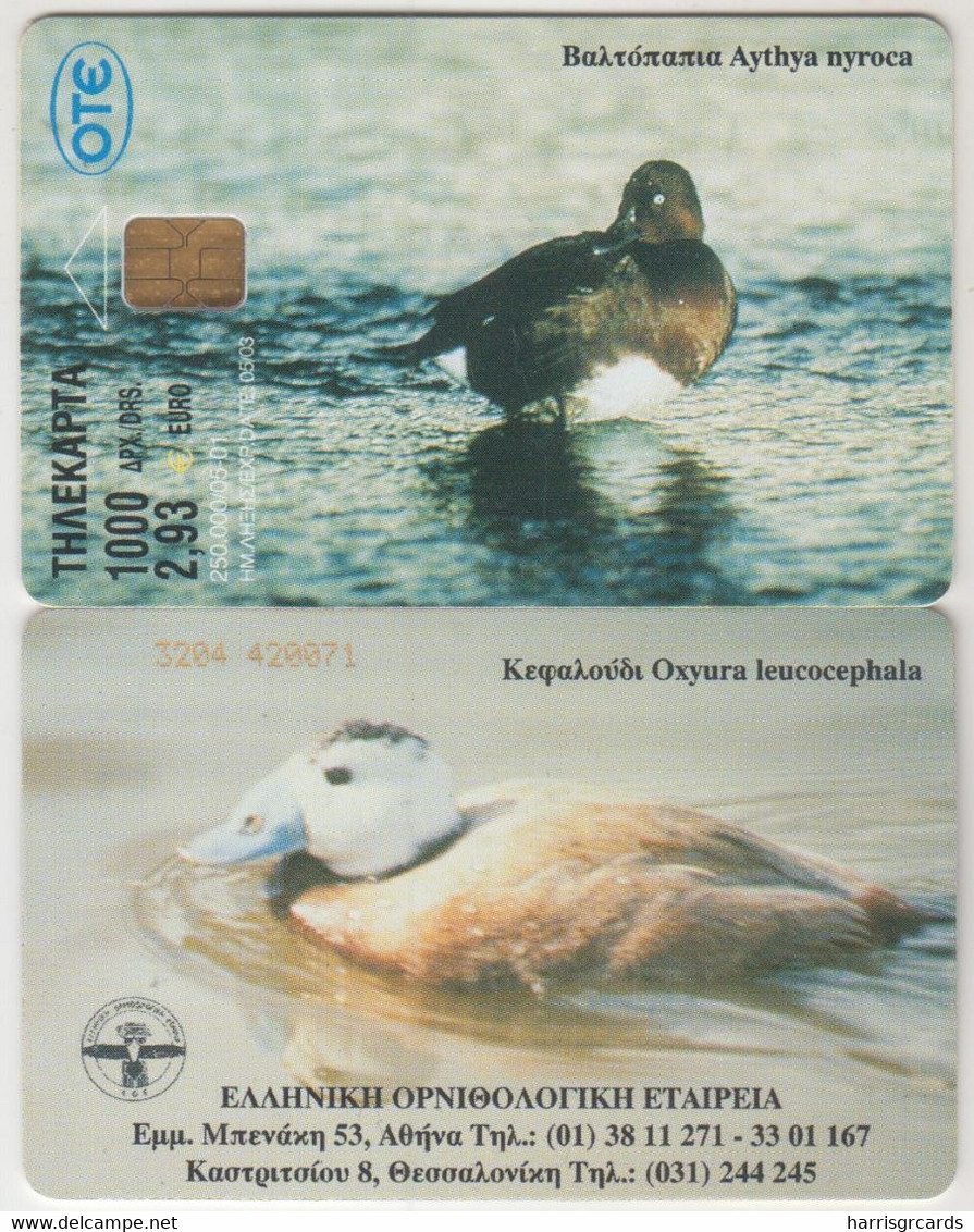 GREECE - Ferruginous Duck ,X1122, 2,93 € , Tirage 250.000, 05/01, Used - Grèce