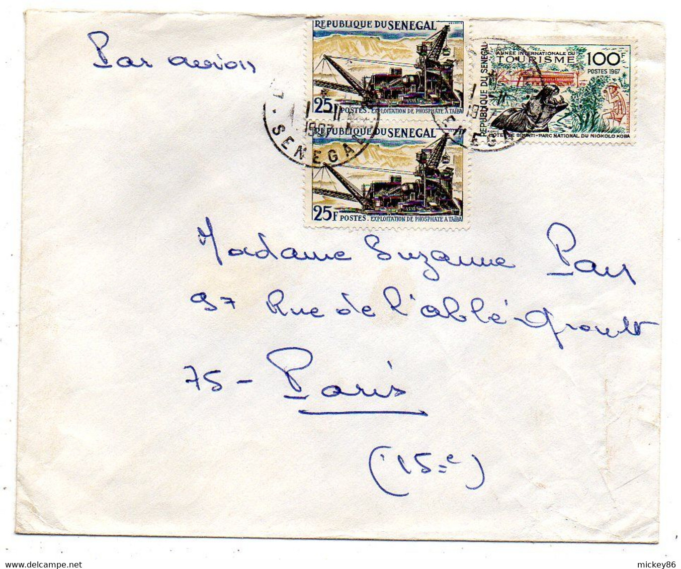 Sénégal  -1967 - Lettre DAKAR   Pour Paris -- Tps   Sur Lettre.. .  . - Sénégal (1960-...)