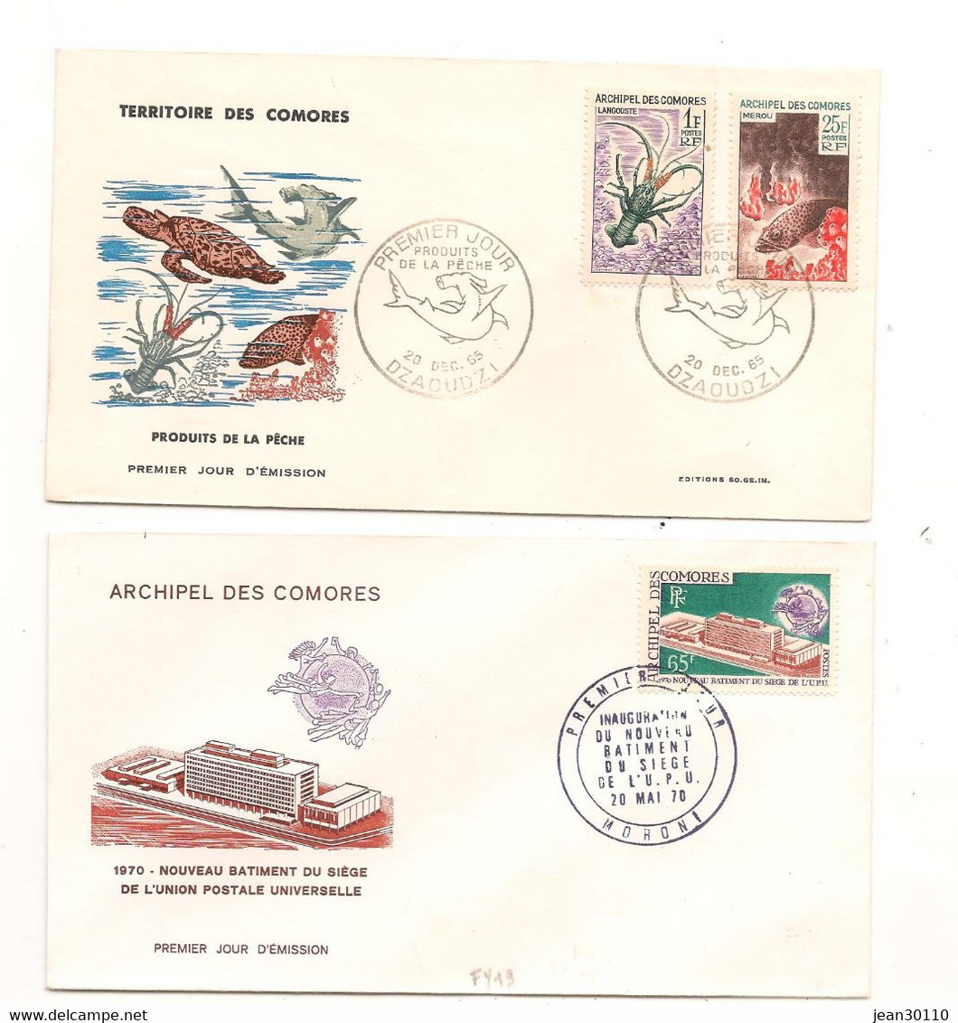 TERRITOIRE DES COMORES ENVELOPPE 1er JOUR ANNÉES 1965/70 - Briefe U. Dokumente