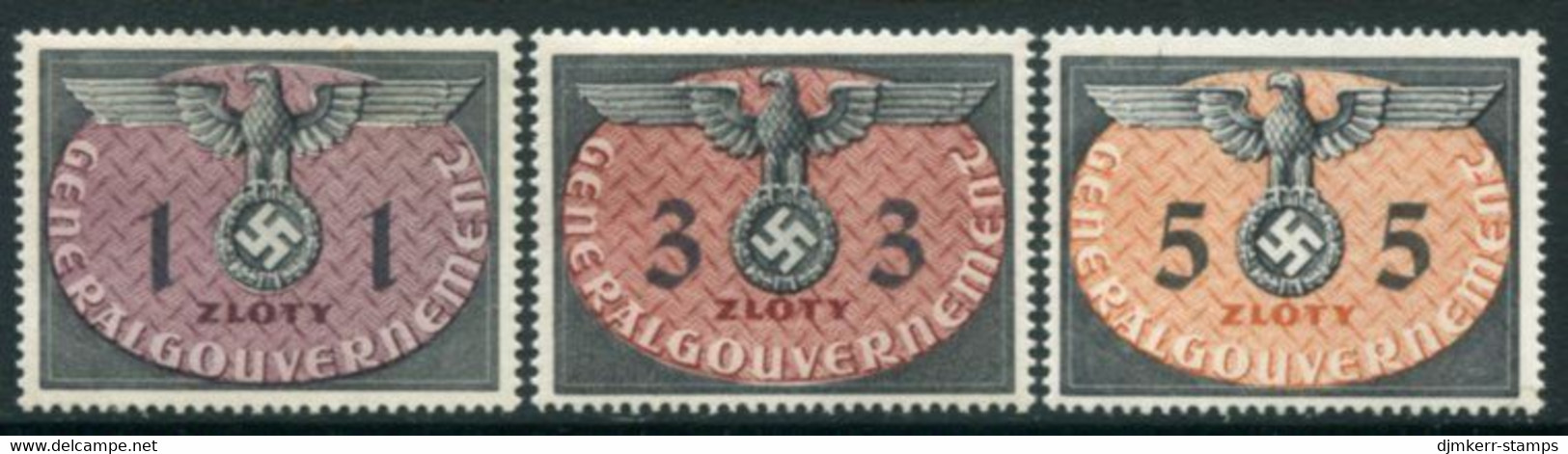 GENERAL GOVERNMENT 1940 Official Large Format 1-5 Zl. MNH / **.   Michel Dienst  13-15 - Generalregierung
