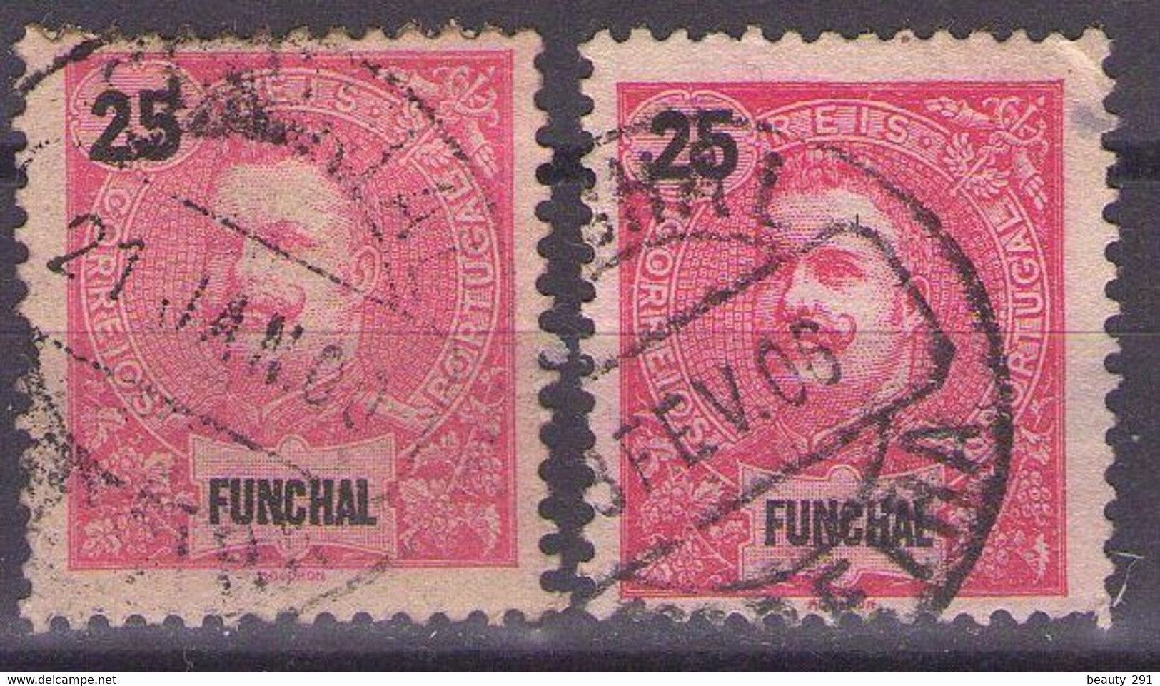 FUNCHAL 1898 LOT King Carlos Mouchon DIFFERENT COLORS USED - Funchal