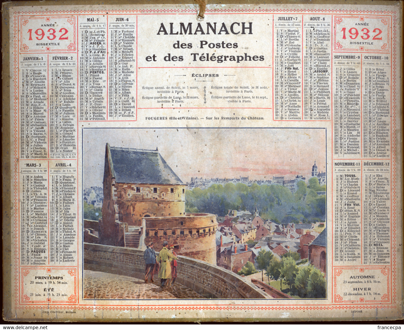 ALMANACH DES POSTES ET DES TELEGRAPHES De 1932 - Big : 1921-40