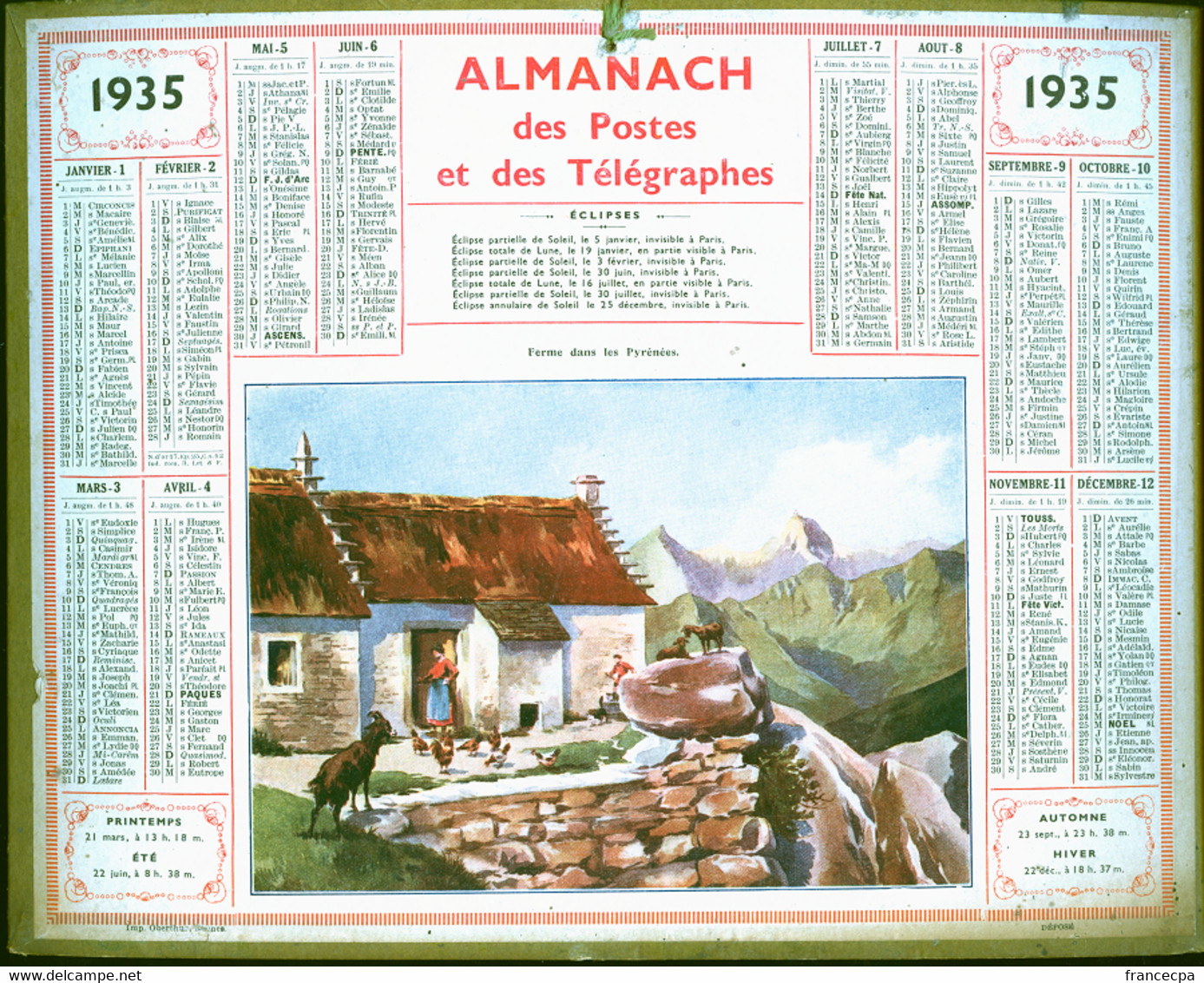 ALMANACH DES POSTES ET DES TELEGRAPHES De 1935 - Grand Format : 1921-40