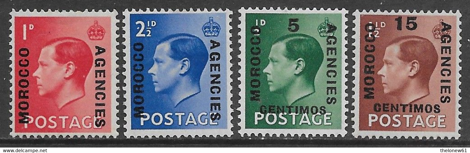 Great Britain 1936 Post Offices Abroad Morocco Edward VIII 4val Mi N.75-76,143,145 MH * - Nuovi
