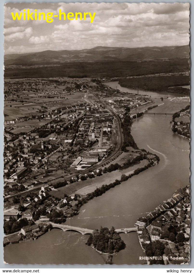 Rheinfelden In Baden - S/w Luftbild 1   Bahnpoststempel Waldshut Basel - Rheinfelden