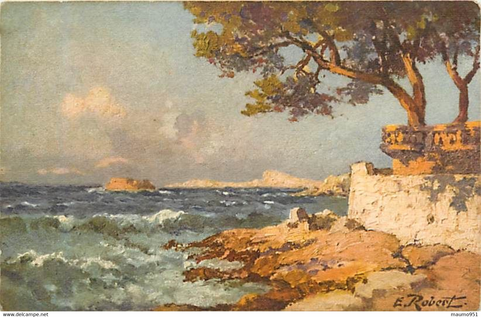 ART TABLEAU -  Nature De  E. ROBERT.  Bords De Mer, La Cote Sauvage - Robert