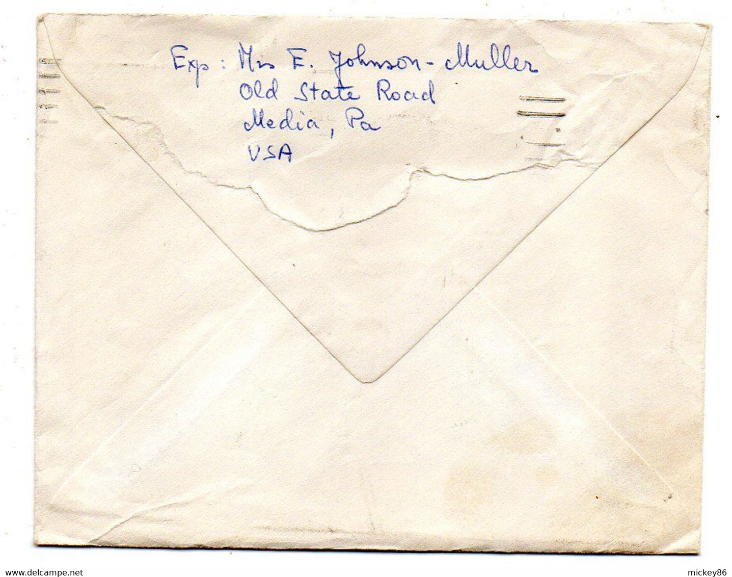 USA--1959--Lettre De MEDIA  ( Pa) Pour PARIS (France) ....tp Seul Sur Lettre  ....cachet - Brieven En Documenten