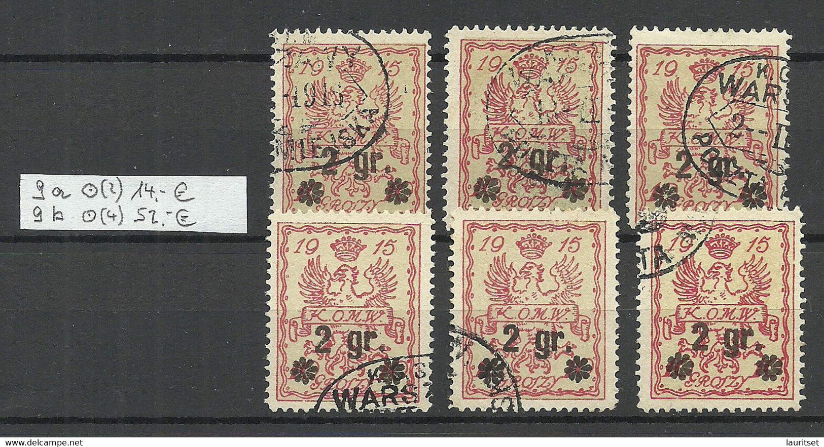 POLEN Poland 1916 Stadtpost Warschau Lot From Michel 9 A & 9 C O - Used Stamps