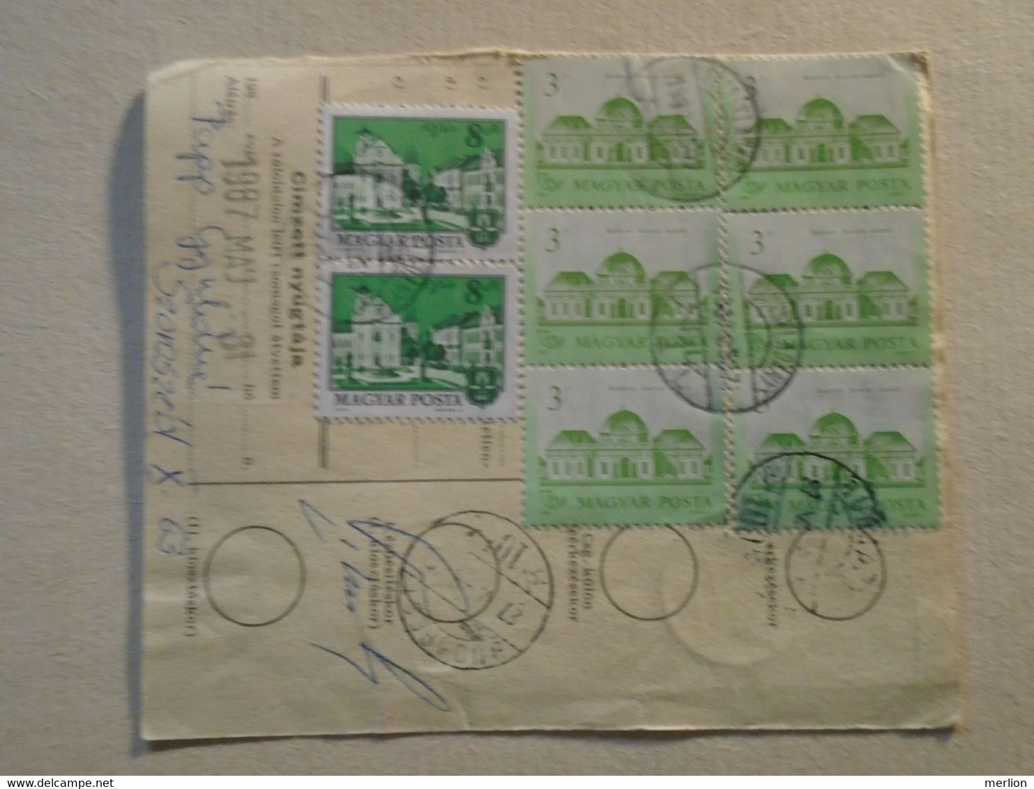 D191928   Hungary  - Parcel Delivery Note - Many Stamps  Püspökladány 1987 - Postpaketten