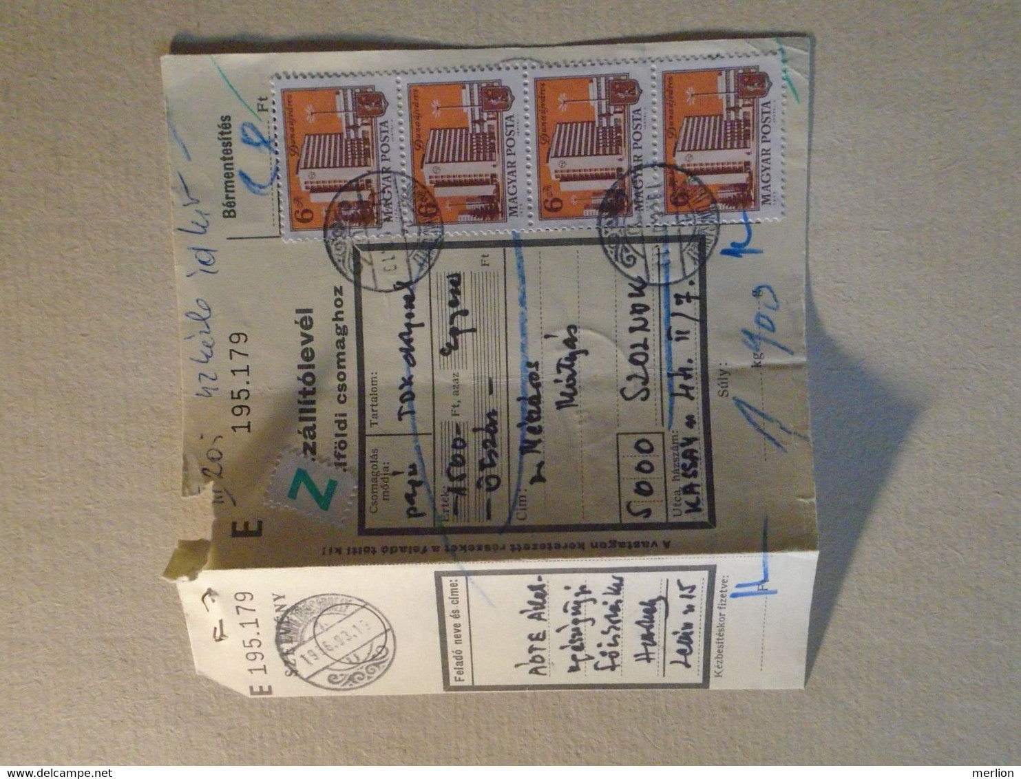 D191929   Hungary  - Parcel Delivery Note - Many Stamps  Hódmezővásárhely 1986 - Postpaketten
