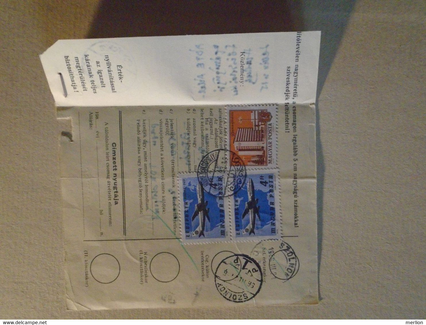 D191929   Hungary  - Parcel Delivery Note - Many Stamps  Hódmezővásárhely 1986 - Pacchi Postali