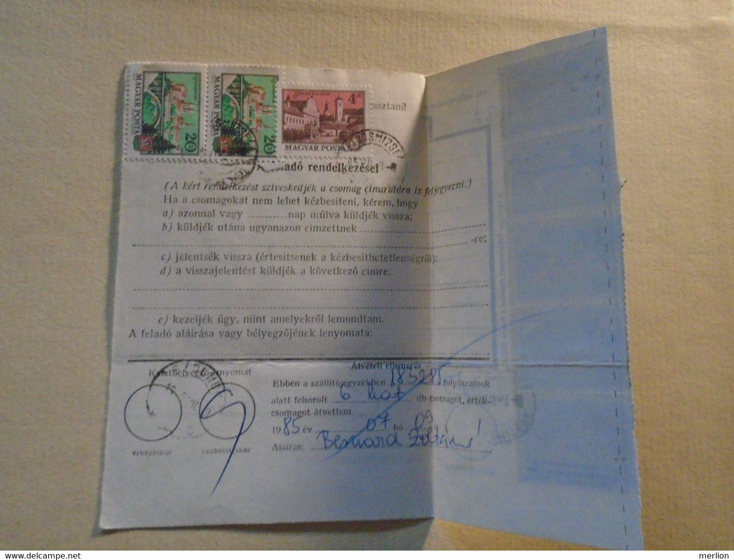 D191932 Hungary  - Parcel Delivery Note - Many Stamps  Lajosmizse - 1985 - Postpaketten