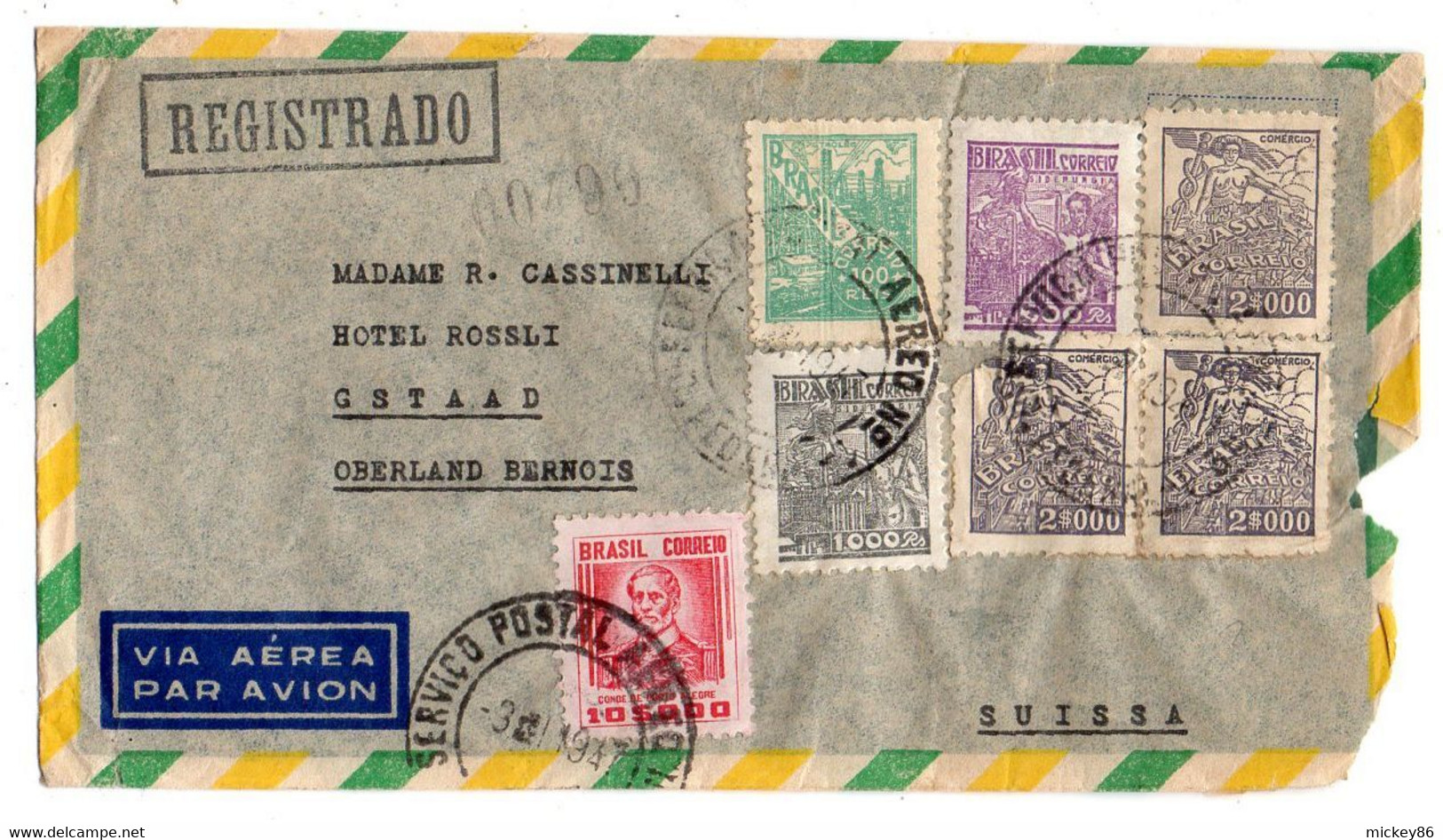 Brésil - Lot De 2 Lettres De RIO DE JANEIRO  Pour GSTAAD (Suisse) ....cachet - Covers & Documents