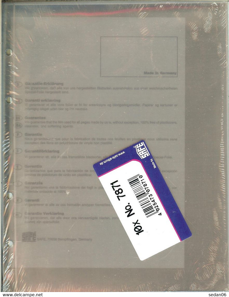 SAFE/I.D. - Feuilles COMPACT 1 POCHE Transparente 174x240 Mm ( Réf.7871 ) - For Stockbook
