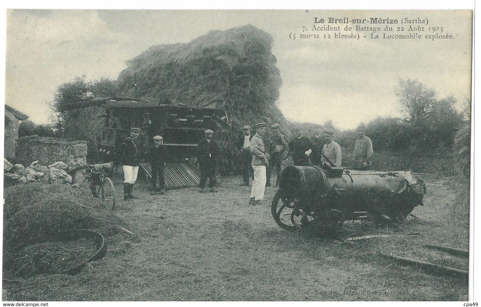 72    LE  BREIL - SUR - MERIZE  ACCIDENT  DE  BATTAGE  DU  22  AOUT  1923 - Autres & Non Classés