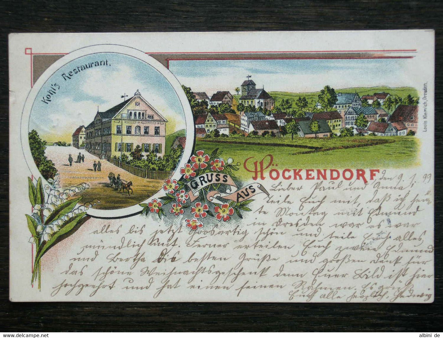 Litho-AK Gruss Aus HÖCKENDORF - Klingenberg (Sachsen) - Kohl's Restaurant - 1899 - Klingenberg (Sachsen)